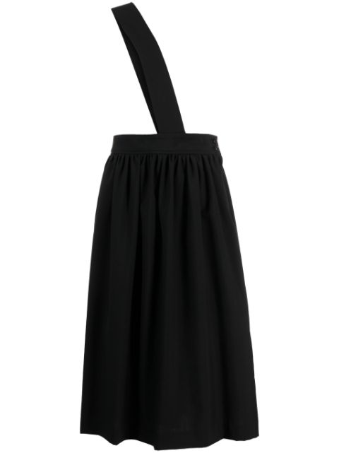 Black Comme Des Garcons crossover-strap wool midi skirt Women