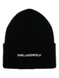 Karl Lagerfeld Essential logo-embroidered beanie - Black