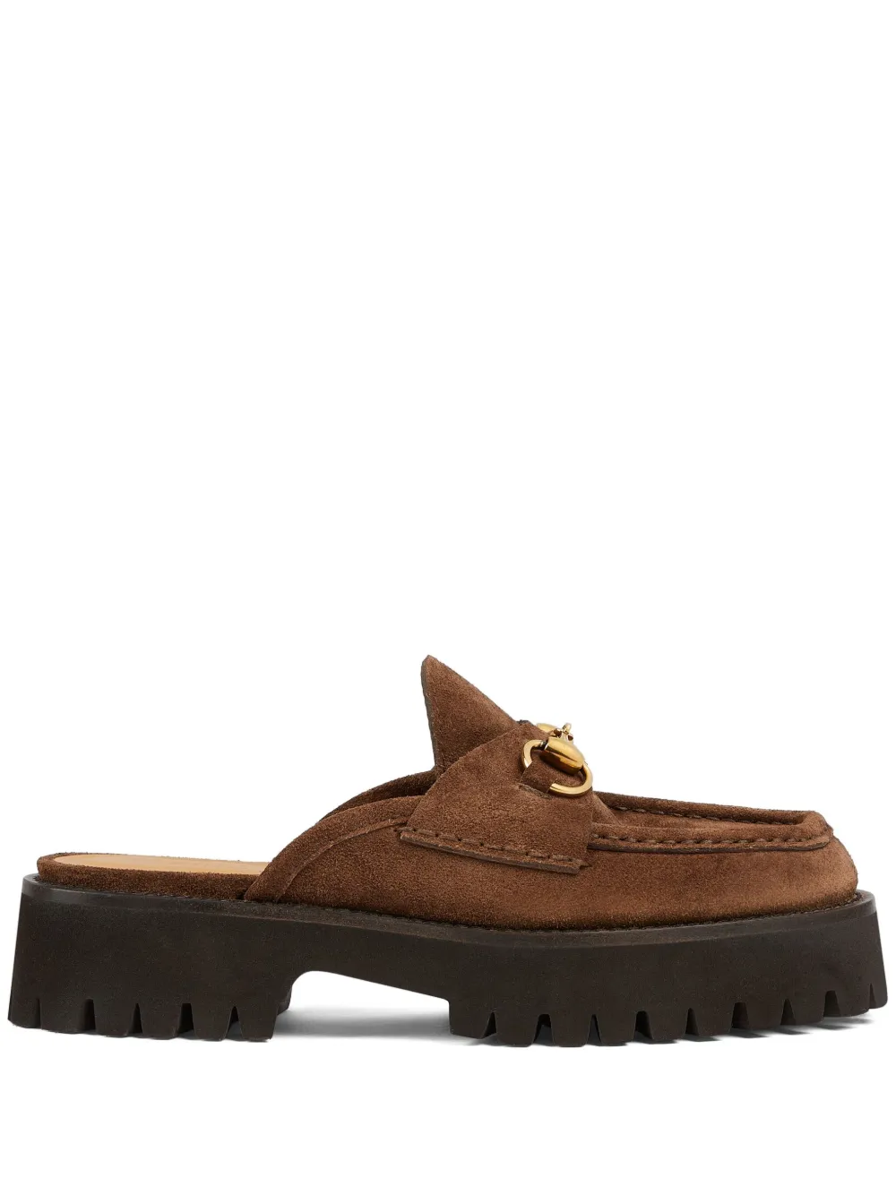 Gucci horsebit-detail suede mules Brown
