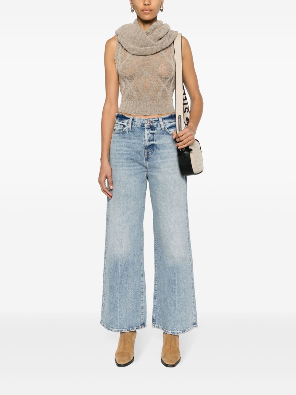 Shop 7 For All Mankind Zoey High-rise Wide-leg Jeans In Blue