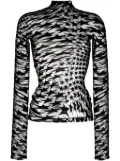 Mugler Flocked Star sheer top - Black