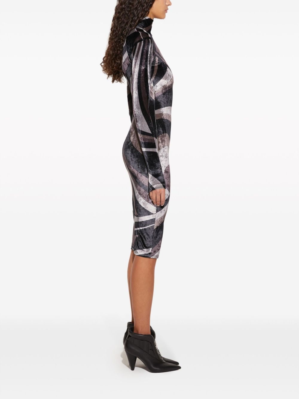 Shop Pucci Iride-print Midi Dress In Black