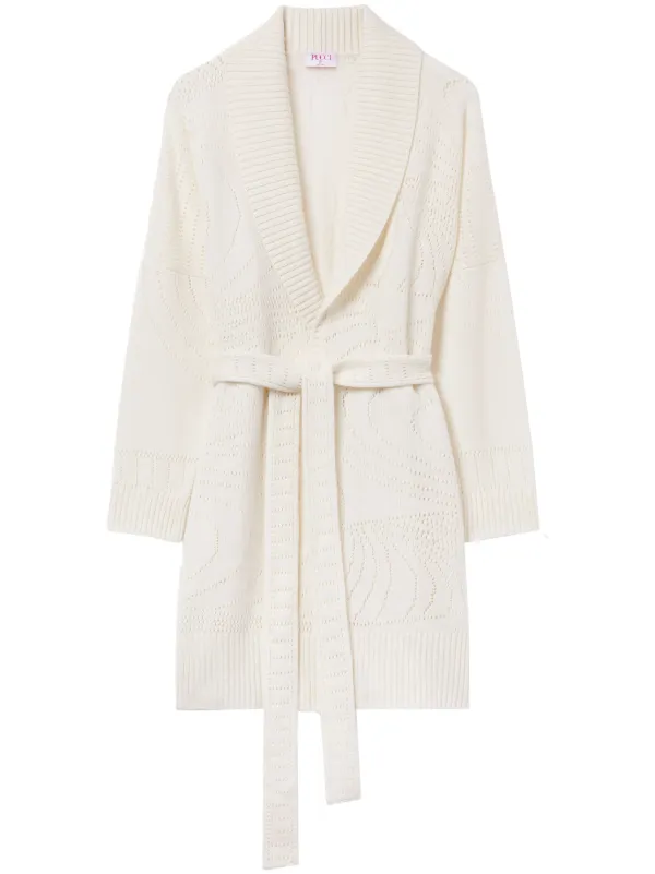 Pucci Pointelle-knit Cashmere Cardigan in White
