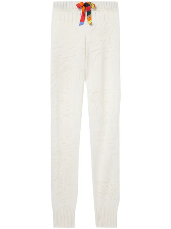Pucci Pointelle-knit Cashmere Track Pants in White