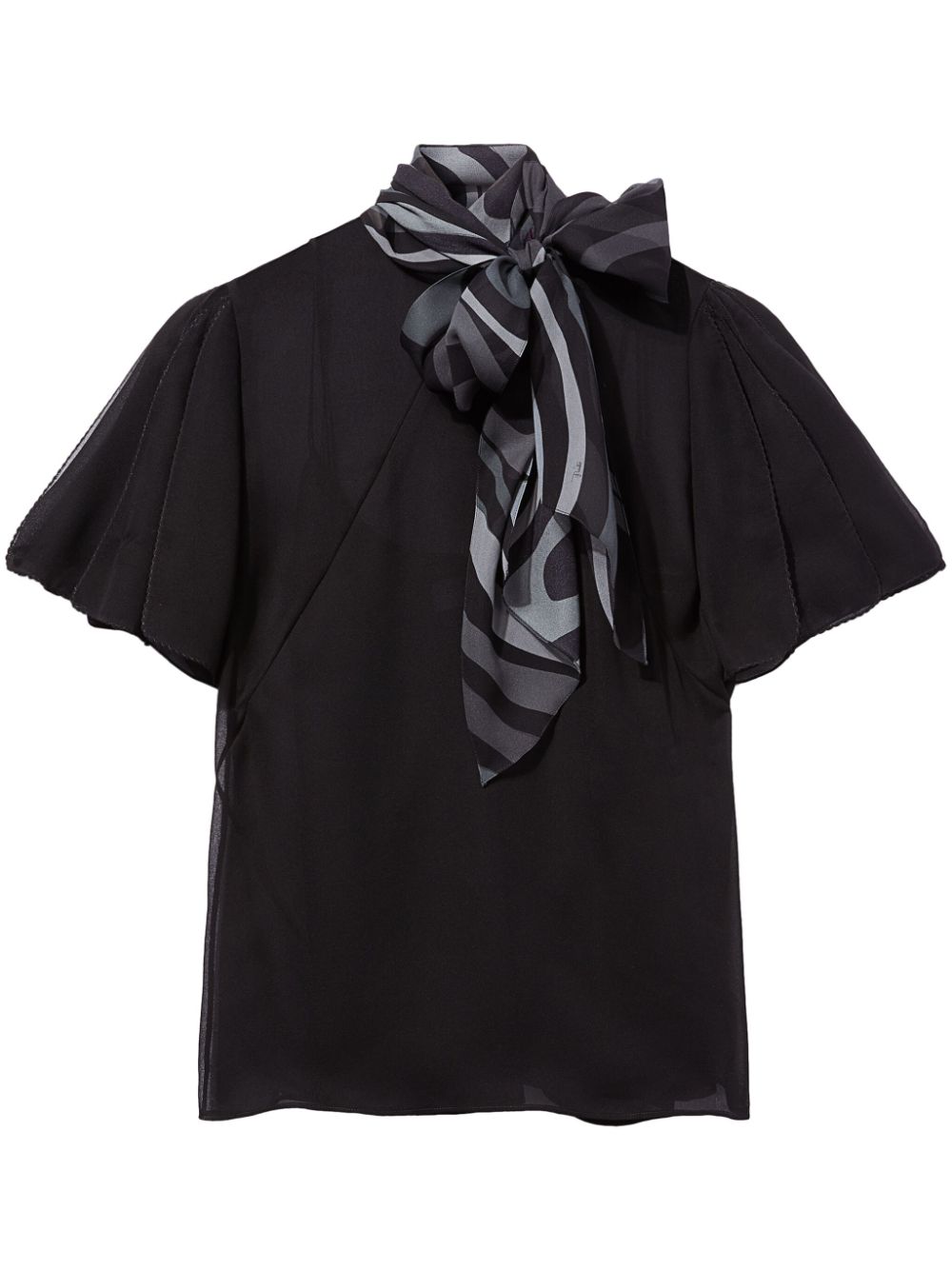 Pucci Iride-print Silk Top In Black