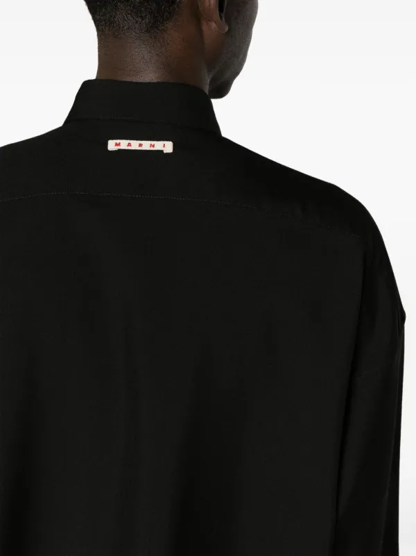 Marni long-sleeve Virgin Wool Shirt | Black | FARFETCH