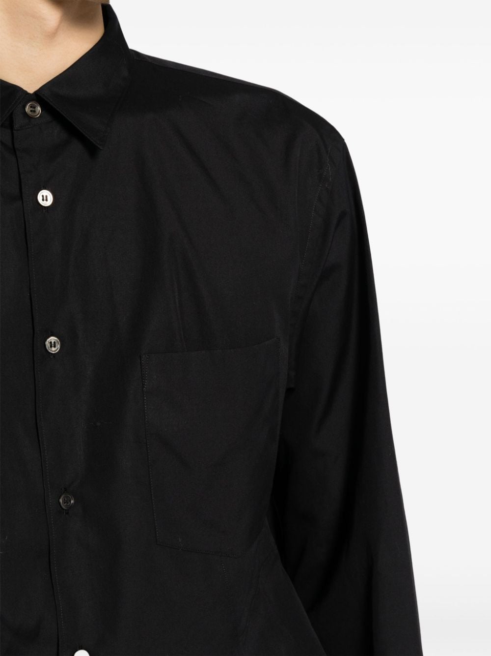 Shop Comme Des Garçons Homme Deux Spread-collar Cotton Shirt In Black
