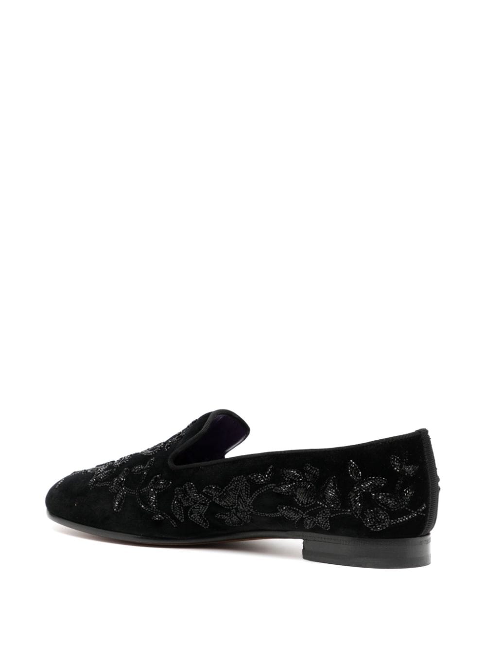Shop Ralph Lauren Alonzo Velvet-finish Loafers In Black