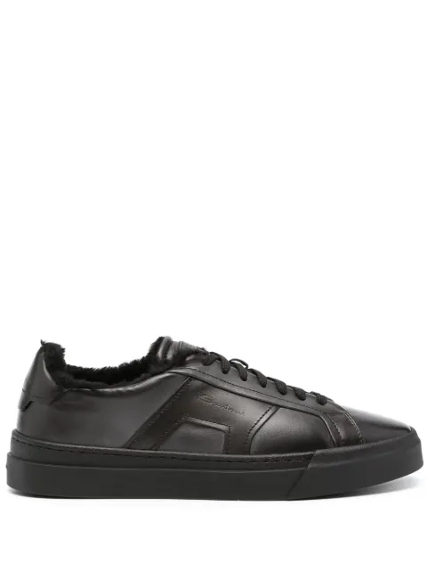 Santoni logo-debossed leather sneakers