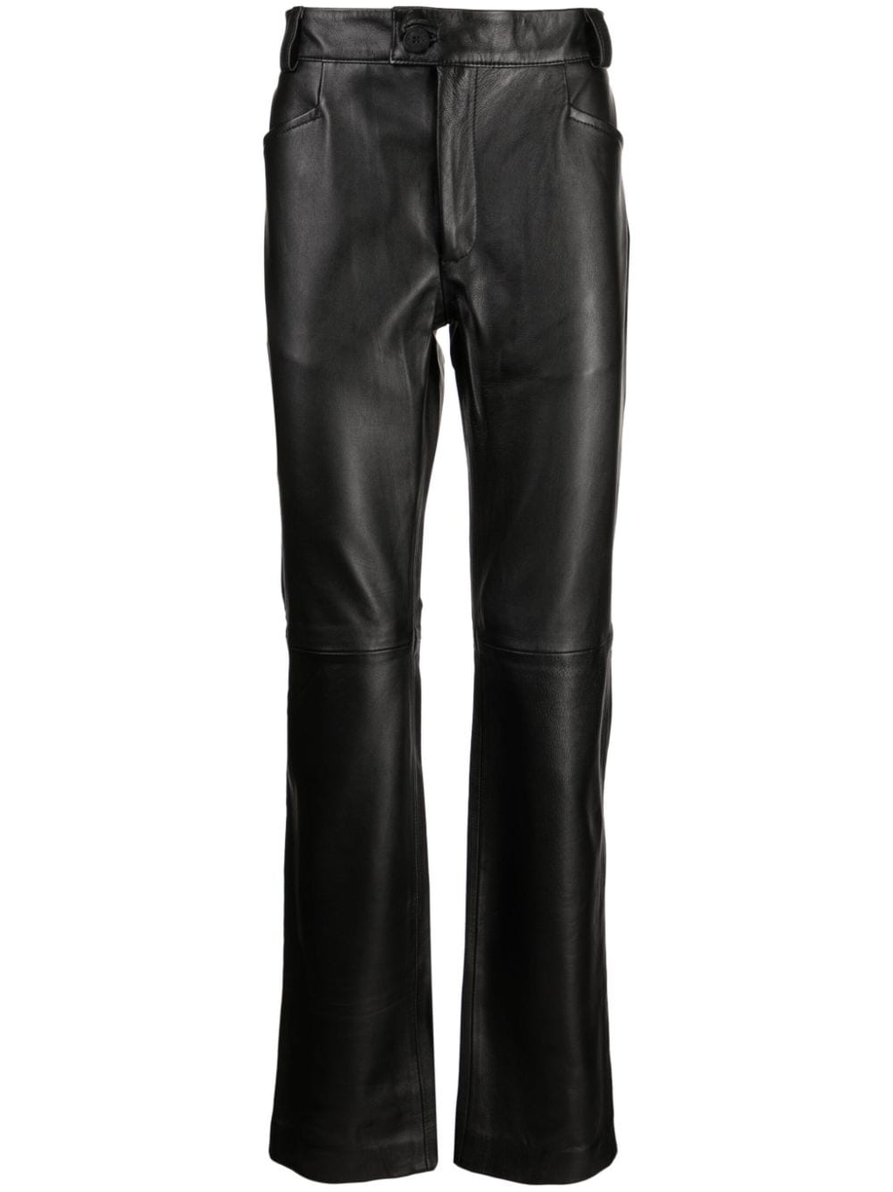 Ernest W Baker Straight-leg Leather Trousers In Black