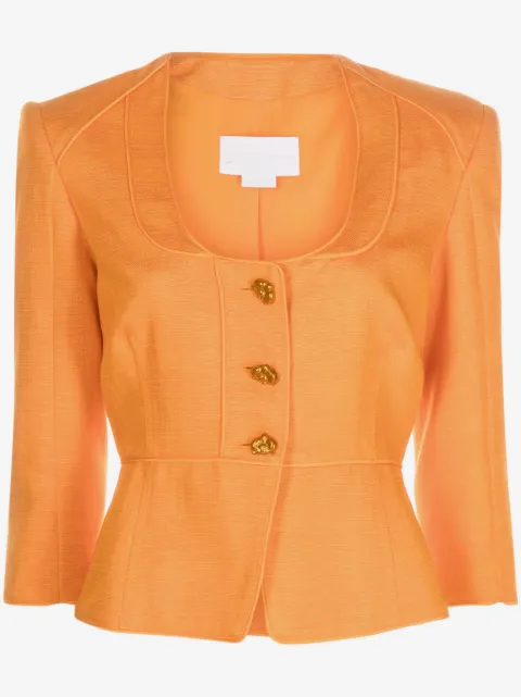 Genny U-neck twill blazer