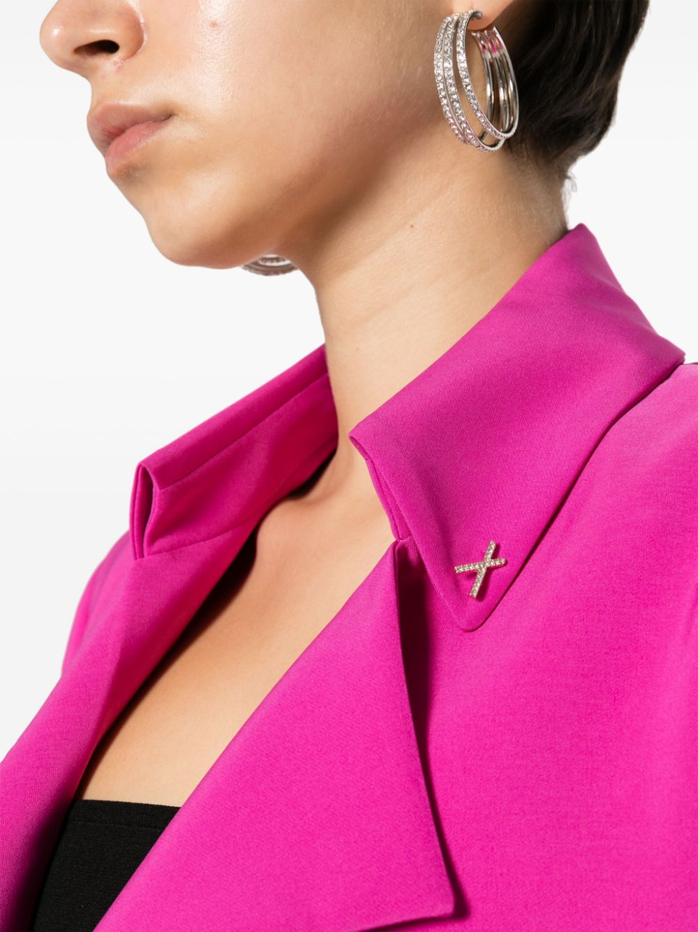 Shop Genny Crystal-embellished-buttons Cropped Blazer In Pink