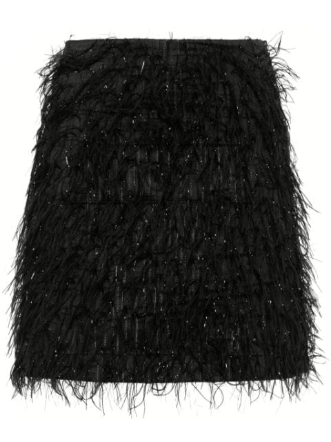 Genny feather-detail high-waisted miniskirt