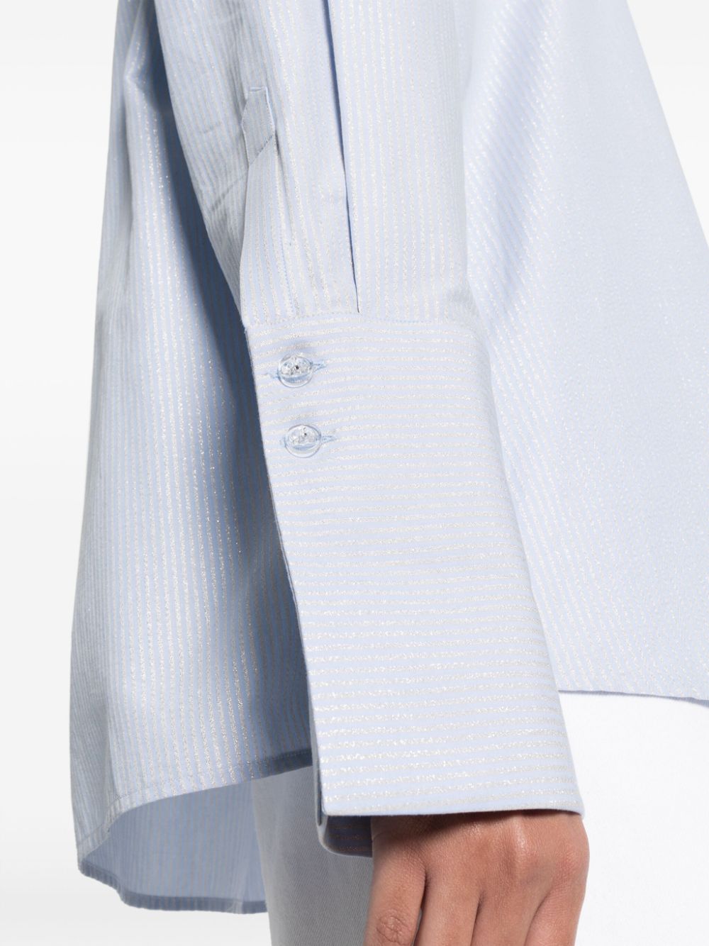 Shop Genny Striped Flared-cuff Shirt In Blue