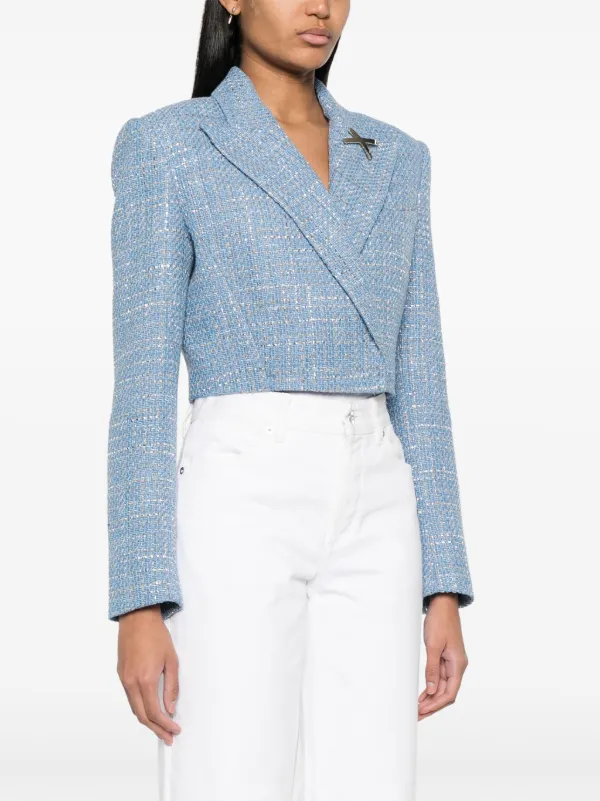 アウターその他 AVANDRESS Jenny Tweed Crop Jacket SKYBLUE Genny Cropped Tweed Jacket | Blue | FARFETCH