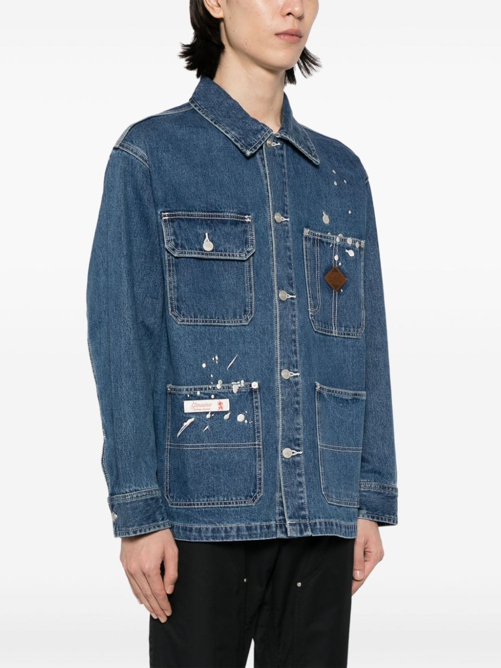 Shop Izzue Logo-embroidered Denim Jacket In Blue