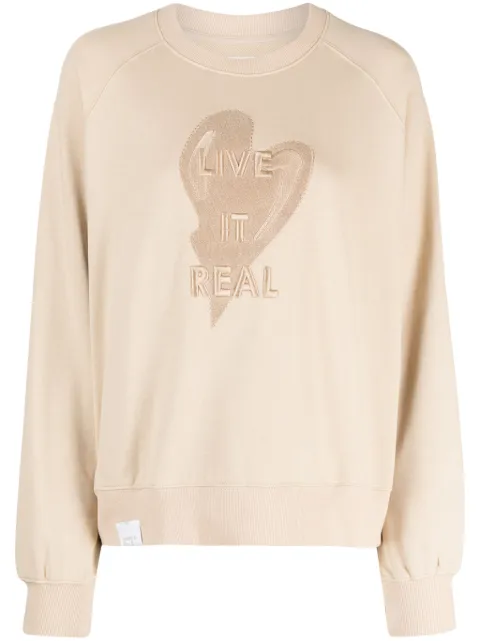 izzue slogan-embroidered cotton sweatshirt