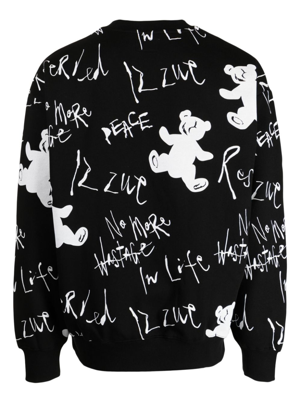 izzue Sweater met logoprint en beerpatroon Zwart