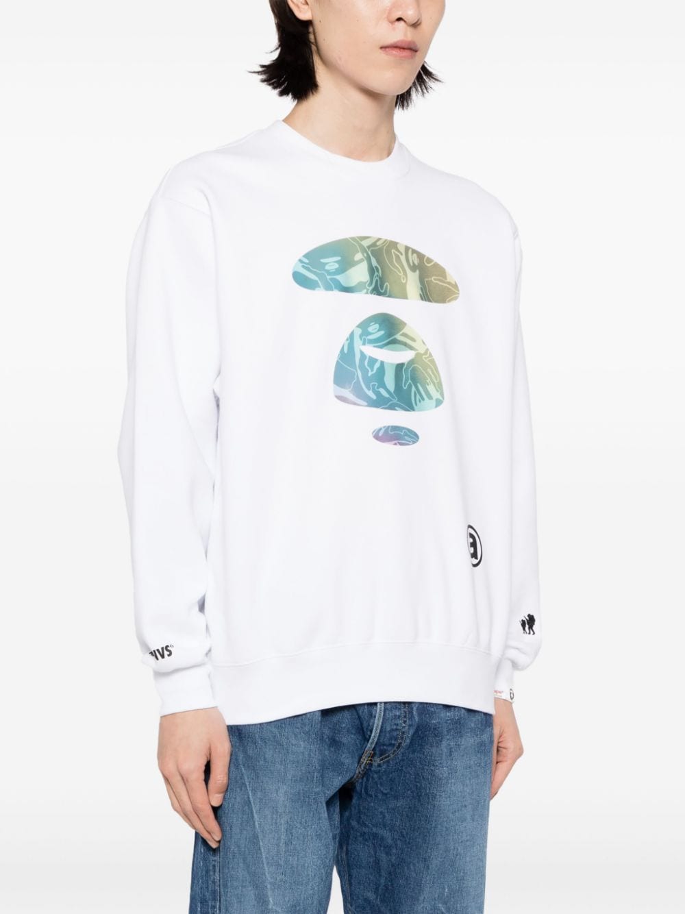 Shop Aape By A Bathing Ape Logo-print Crew-neck Sweatshirt In White