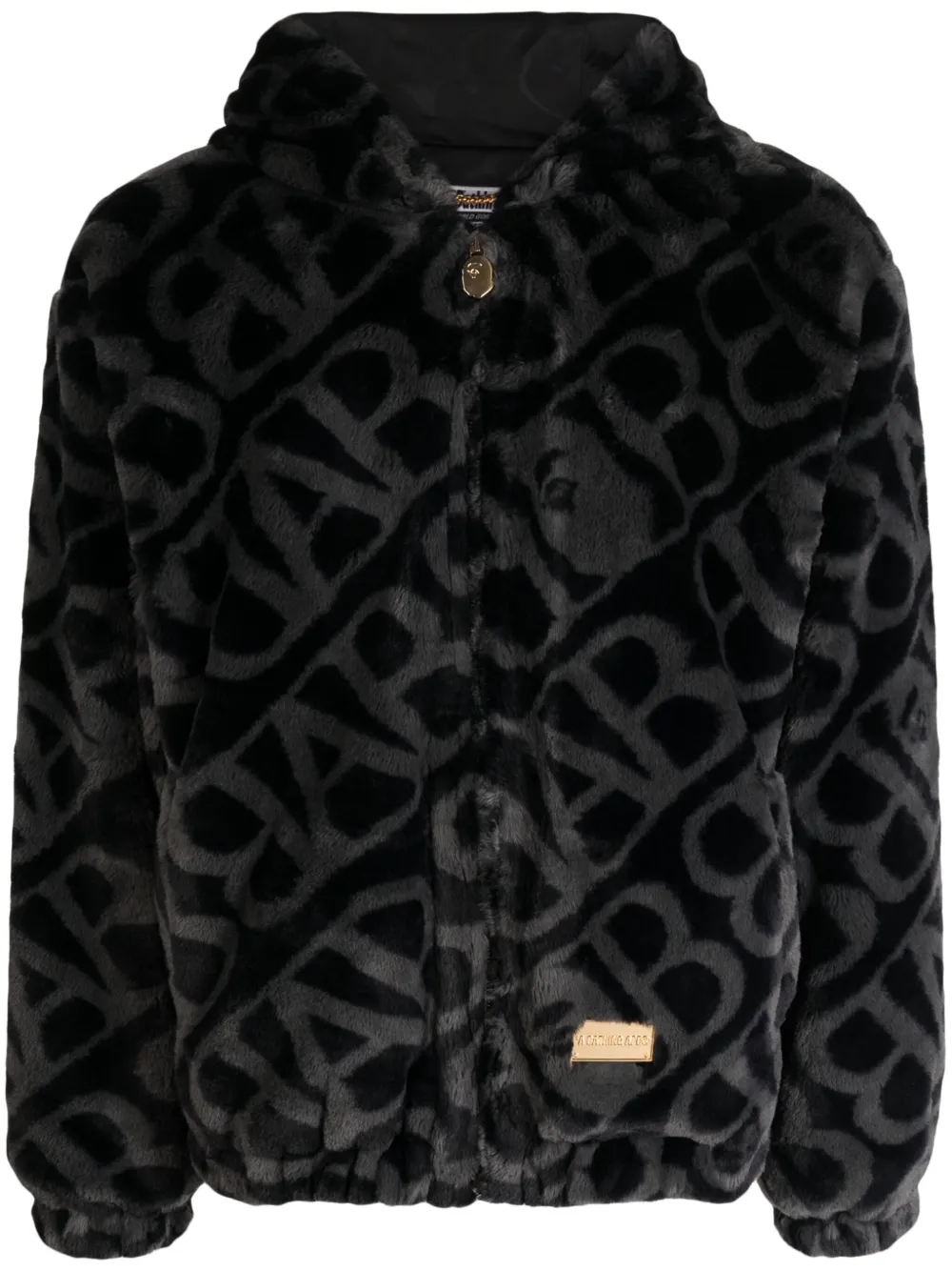 A BATHING APE® monogram-pattern faux-fur Jacket - Farfetch