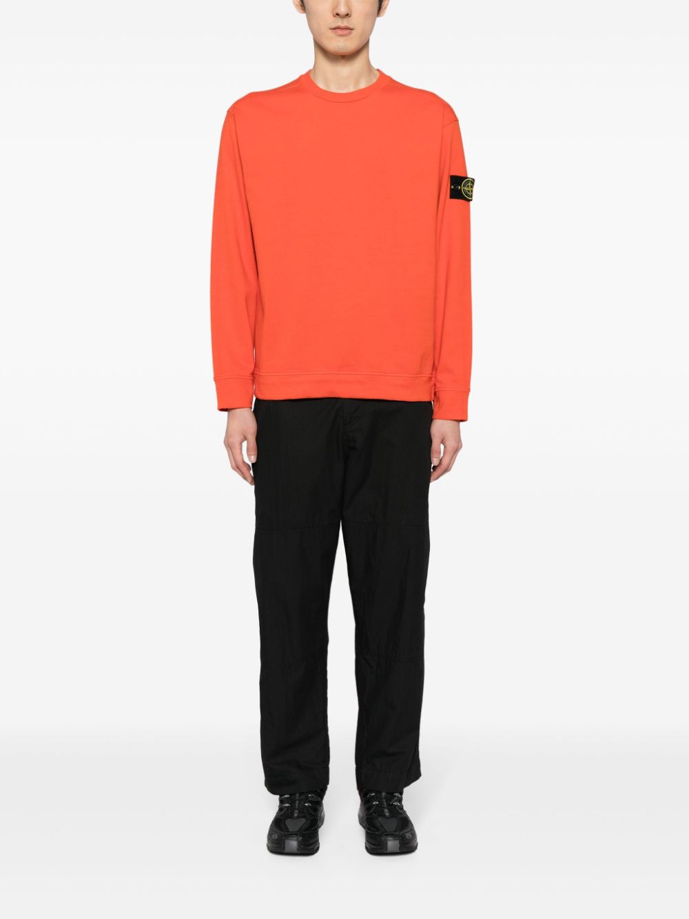 Stone Island Compass logo-patch cotton sweatshirt - Oranje