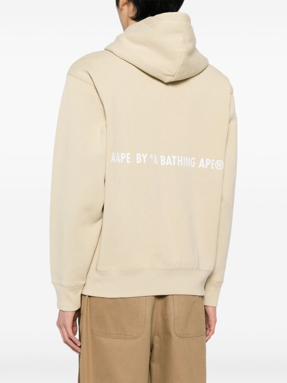 Shop Aape By A Bathing Ape Logo-print Drawstring Hoodie In Neutrals