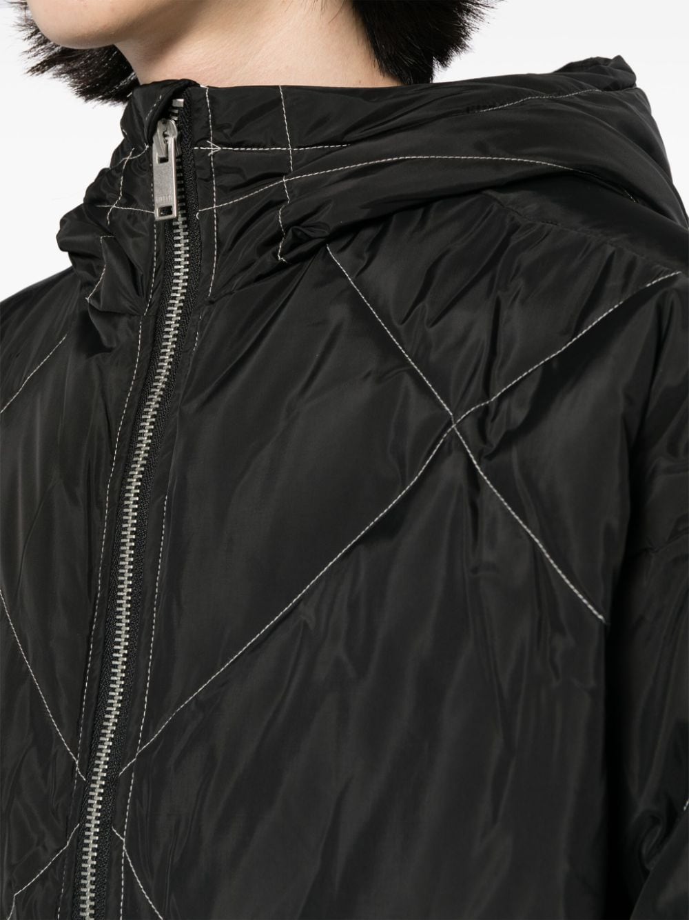 Shop Five Cm Contrast-stitching Quilted Hooded Jacket In Black