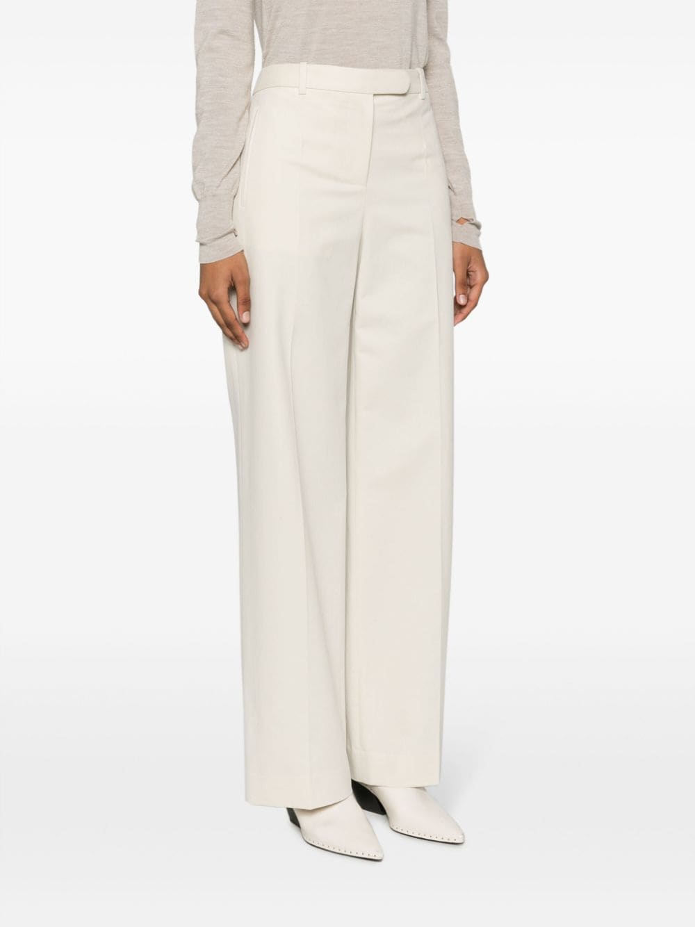 Shop The Row Wide-leg Cotton-wool Trousers In Neutrals