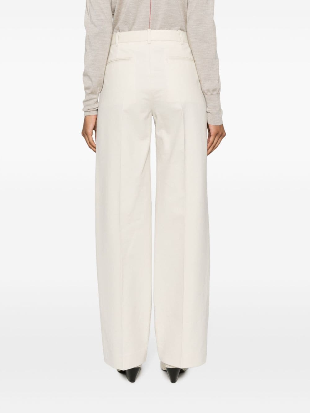Shop The Row Wide-leg Cotton-wool Trousers In Neutrals