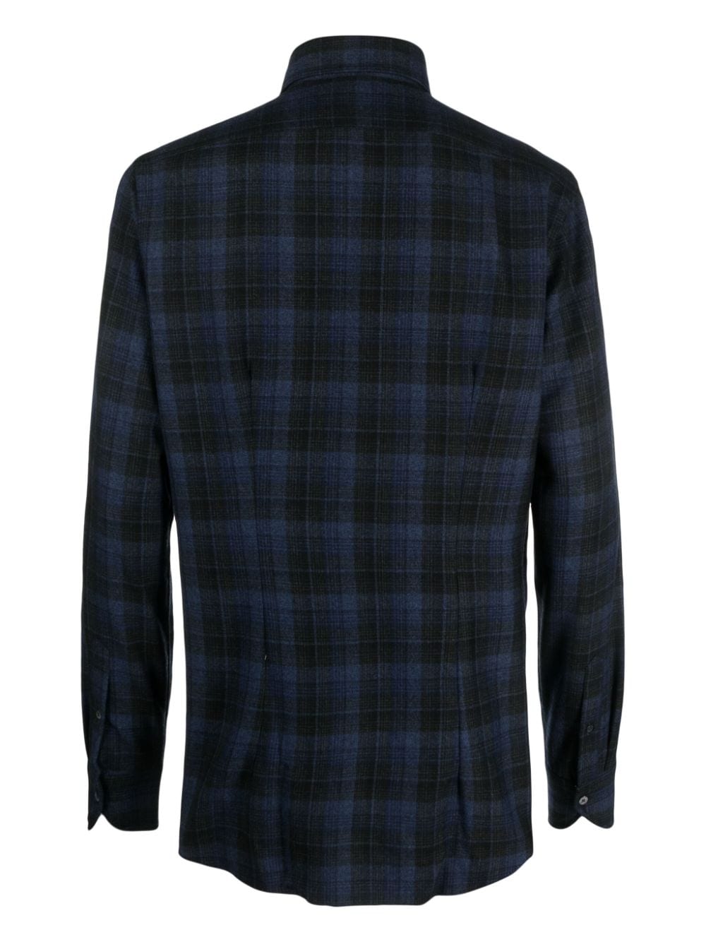 Xacus check-pattern long-sleeve shirt Zwart