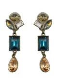 Jennifer Gibson Jewellery Vintage Philippe Ferrandis Citrine &amp; Sapphire Glass Earrings 1990s - Silver