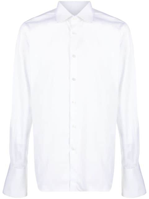 Xacus chemise en coton à col biaisé 