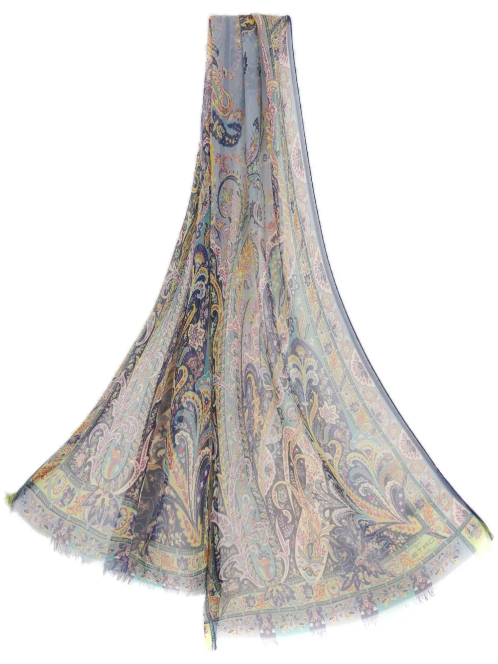 ETRO paisley-print silk scarf Blauw