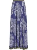 ETRO bandana-print maxi silk skirt - Purple