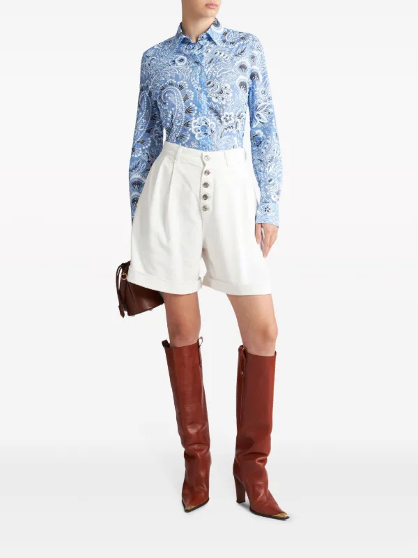 ETRO paisley-print Cotton Blend Shirt | Blue | FARFETCH