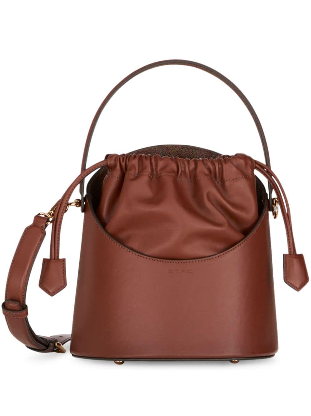 Shop Etro Medium Saturno Leather Bucket Bag In Brown
