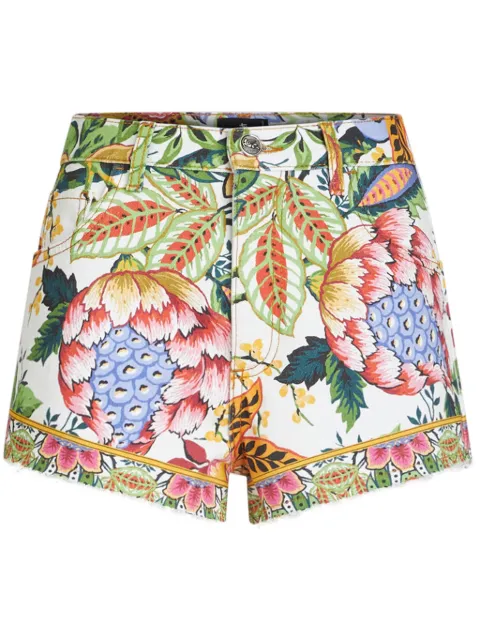 ETRO Bouquet-print denim shorts