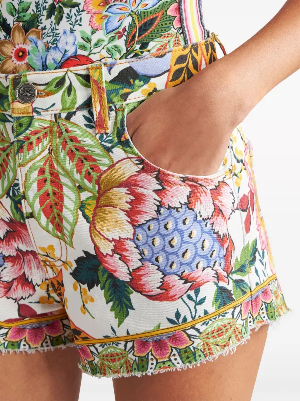 *ETRO* プリントデニムショートパンツ ETRO Bouquetプリント デニムショートパンツ | グリーン