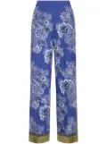 ETRO bandana-print straight-leg silk trousers - Purple