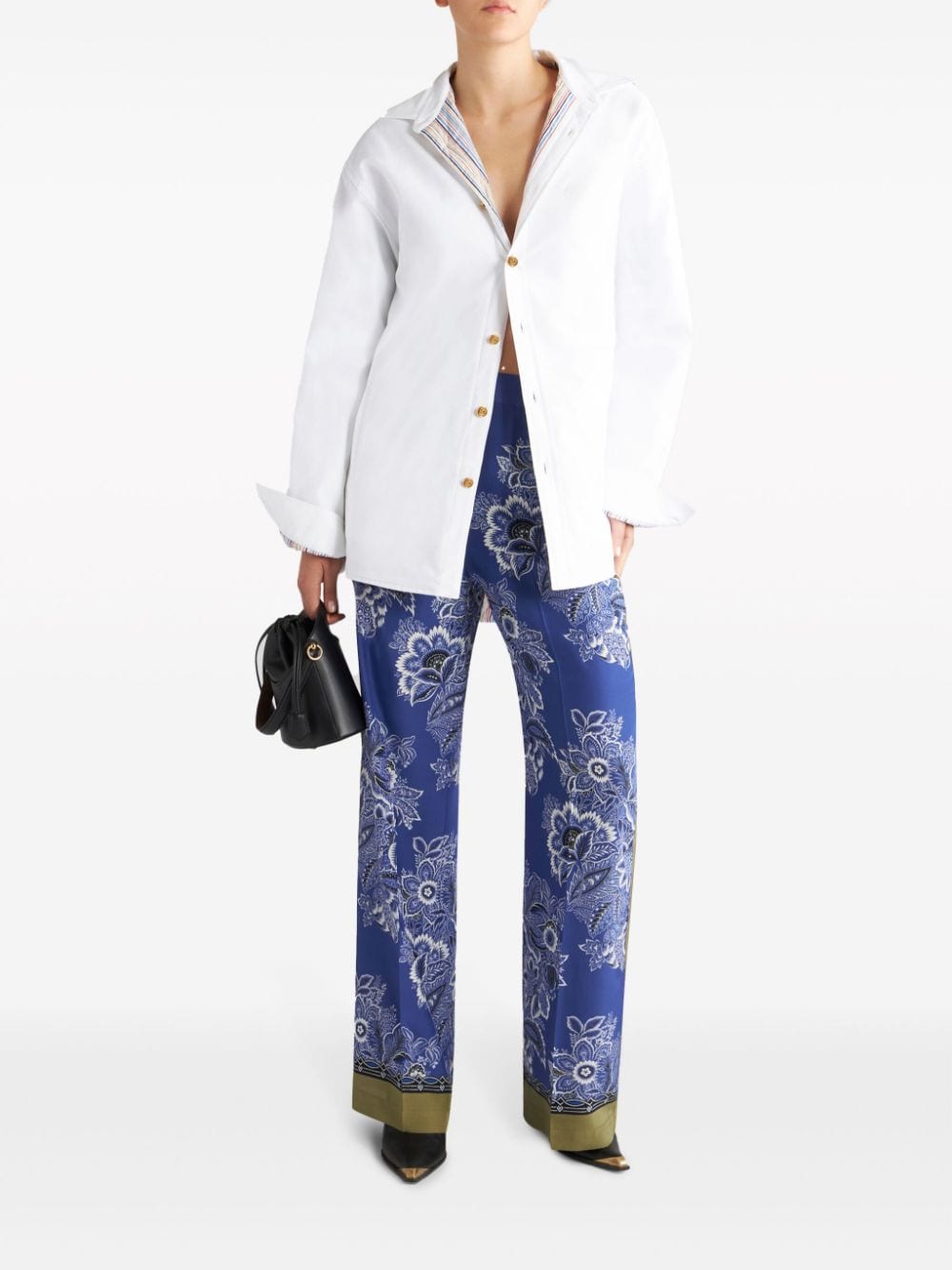 Shop Etro Bandana-print Straight-leg Silk Trousers In Purple