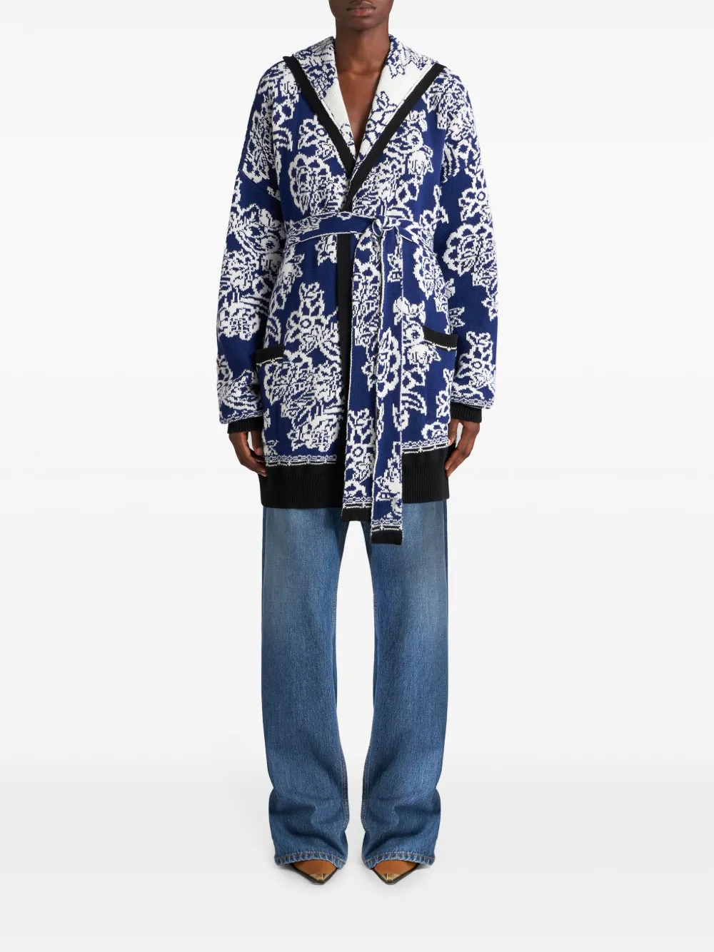 ETRO Jas met bloemjacquard Blauw