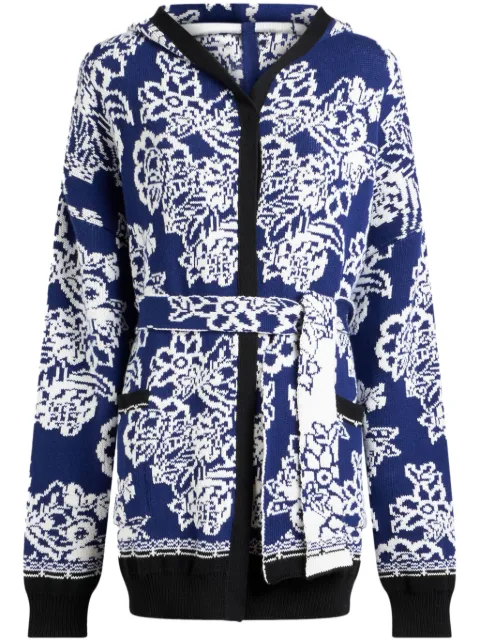 ETRO floral-jacquard hooded cardi-coat