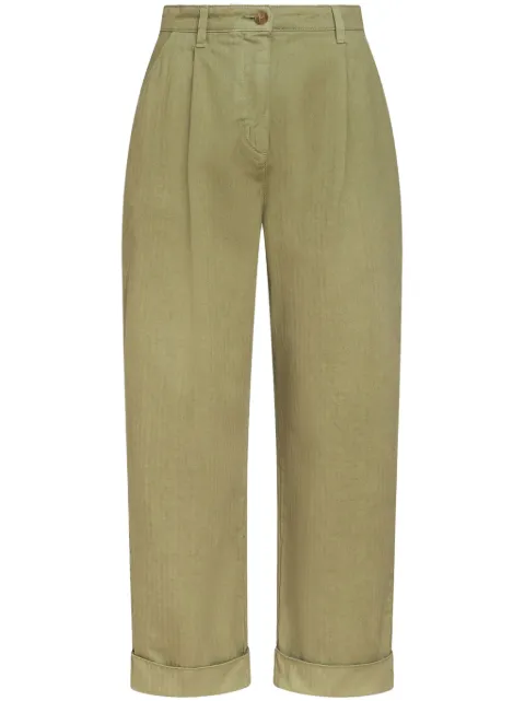 ETRO cropped herringbone-pattern cotton chinos