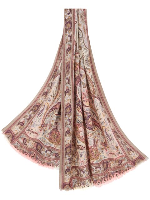 ETRO paisley-print frayed-edge cashmere-blend scarf Women