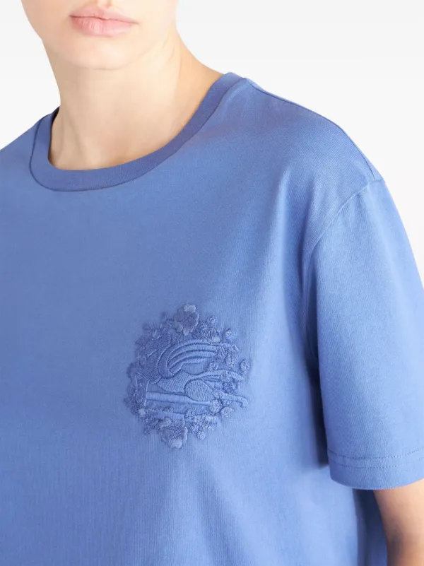 ETRO Pegaso-embroidered Cotton T-shirt | Blue | FARFETCH TR