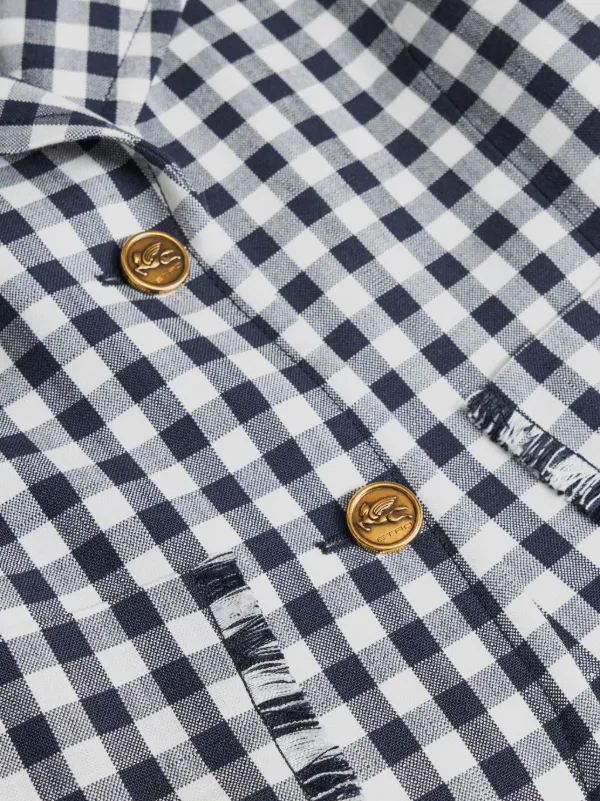 ETRO gingham-check Short Jacket Blue FARFETCH GE