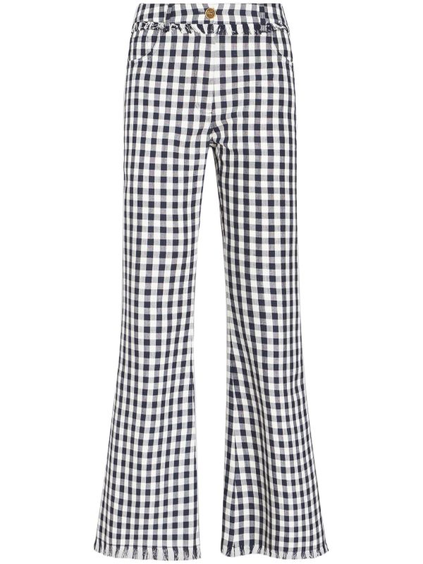 Flared best sale check trousers