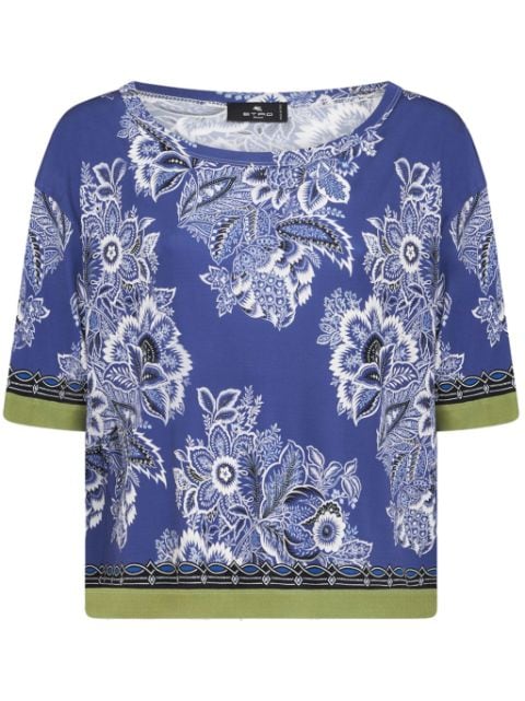 ETRO floral-print contrasting-trim blouse