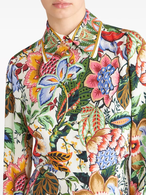 ETRO floral print Maxi Shirt Dress Farfetch