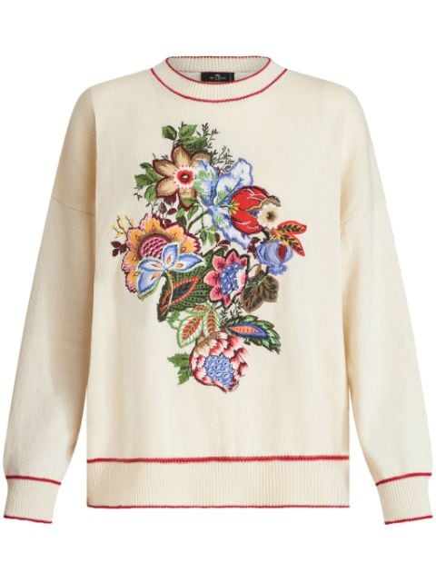 ETRO floral-embroidered cashmere blend jumper